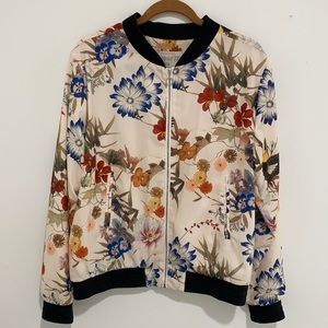 Feminine Floral Bomber Jacket